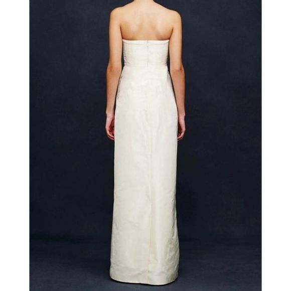 J Crew Clarice 100% Silk Taffeta Strapless Corset Bodice Bridal Long Dress 0 - Picture 3 of 5